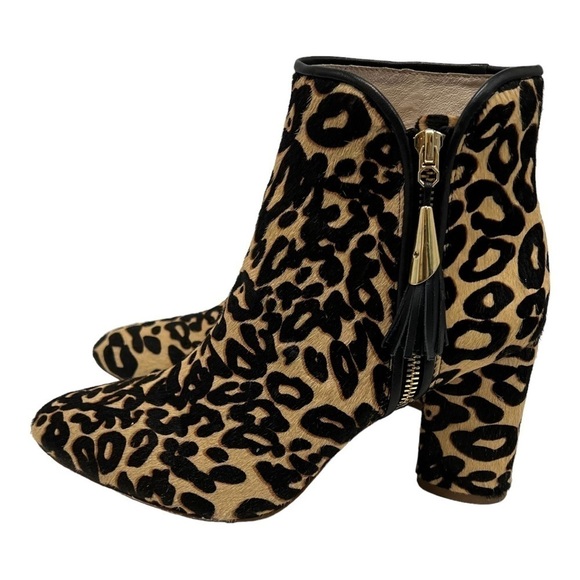 Louise et Cie Zirelle Leather Calf Hair Animal Print Cylinder Heel Booties 10/42 - Picture 6 of 15